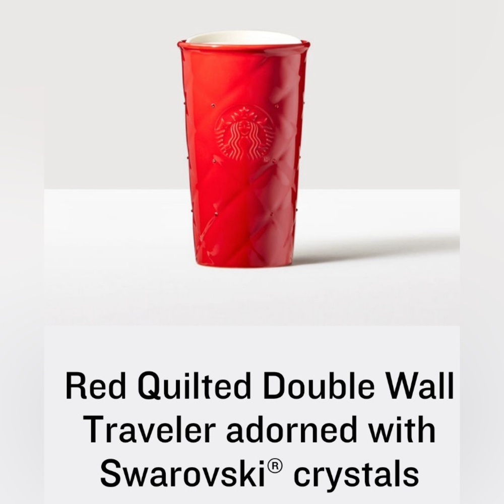 Nwt Starbucks Red‎ Quilted Double Wall Tumbler Swarovski Crystals LimitedEdition